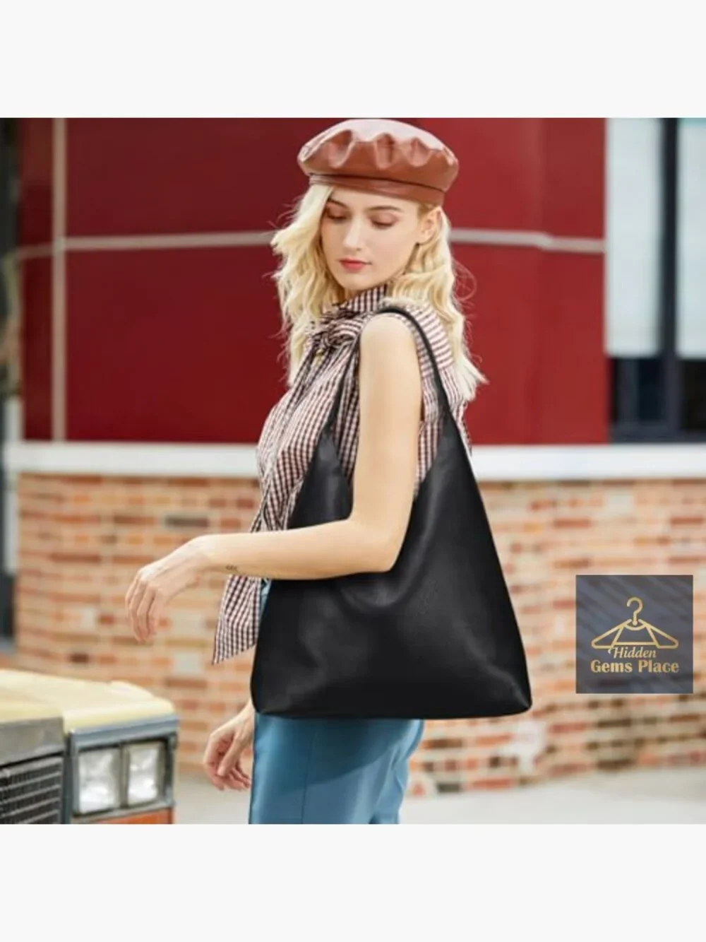 Large Soft Vegan Leather Slouchy Hobo Tote Shoulder Bag
